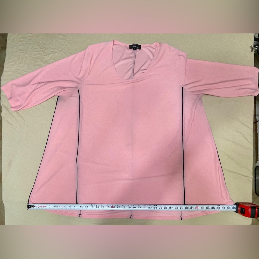 Dennis Basso Women’s Pink Knit Tunic Blouse, Scoop Neck, 3/4 Sleeve, Plus 3X